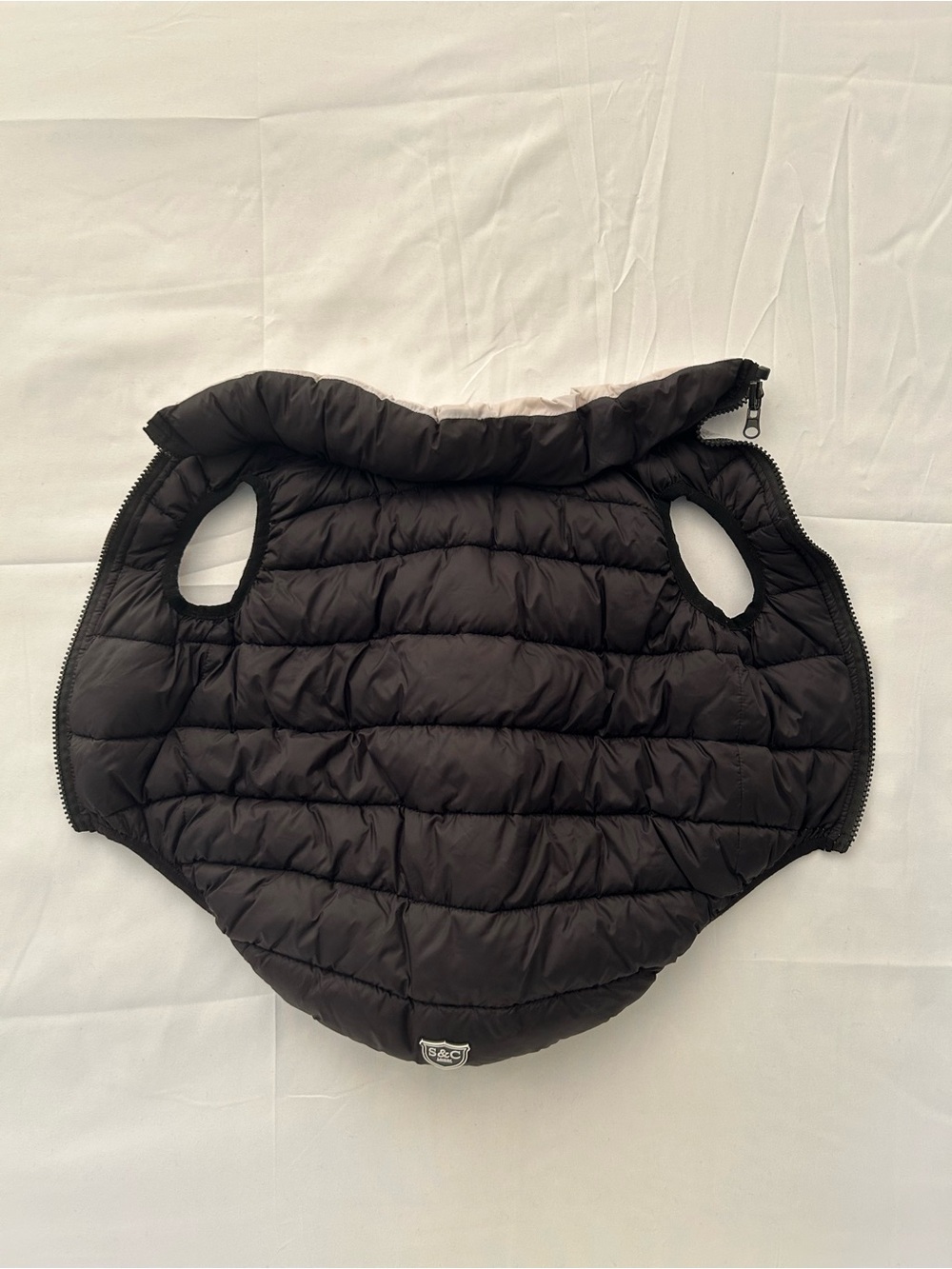 Reversible Black/gray Quilted Dog Puffer Vest - Insulated Pet Jacket